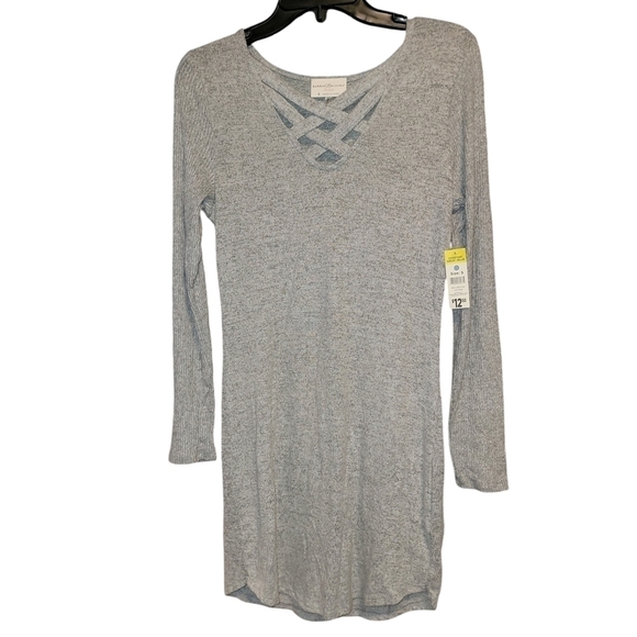Bobbie Brooks size small gray crisscross dress long sleeve New with tags - Picture 6 of 6